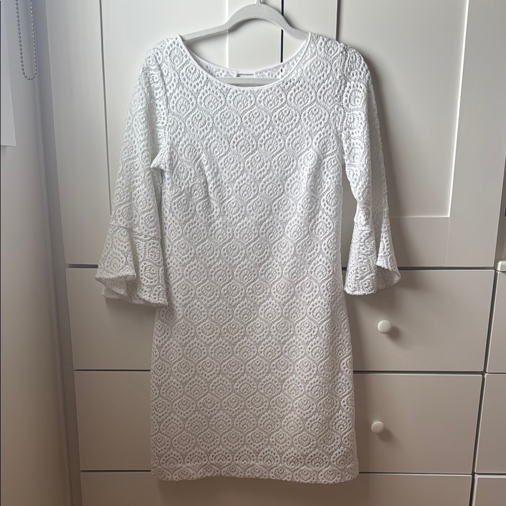 Lilly Pulitzer White Lace 3/4 Sleeve Dress